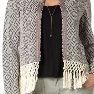 Miss me long sleeve jacket women’s boho fringe hem pockets embroidered small